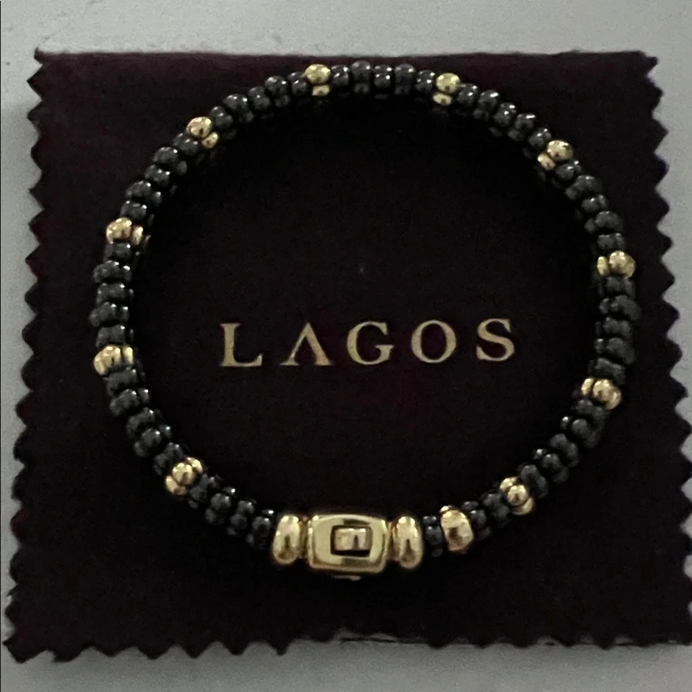 Lagos Black Ceramic and 18k Gold Beaded Bracelet - Picture 1 of 7